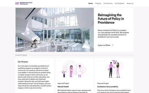 Screenshot of Brown Initiative for Policy’s project